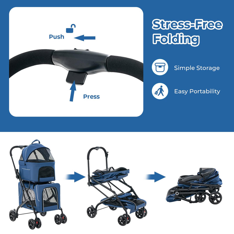Giantex Double Dog Stroller - Pet Stroller for 2 Dogs