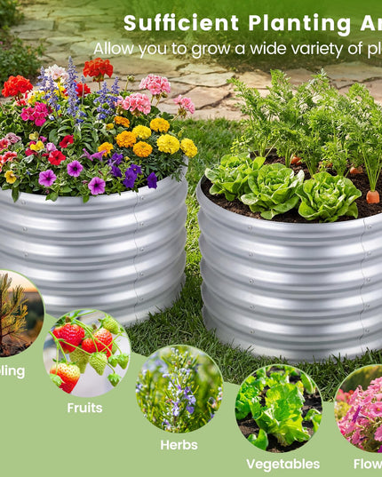 Giantex 2 x 2 x 1.5 FT Round Galvanized Raised Garden Bed with Open-Ended Base (1/2)