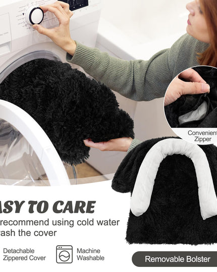 Giantex Calming Dog Bed - Fluffy Plush Pet Bed for Couch, Removable Washable Cover
