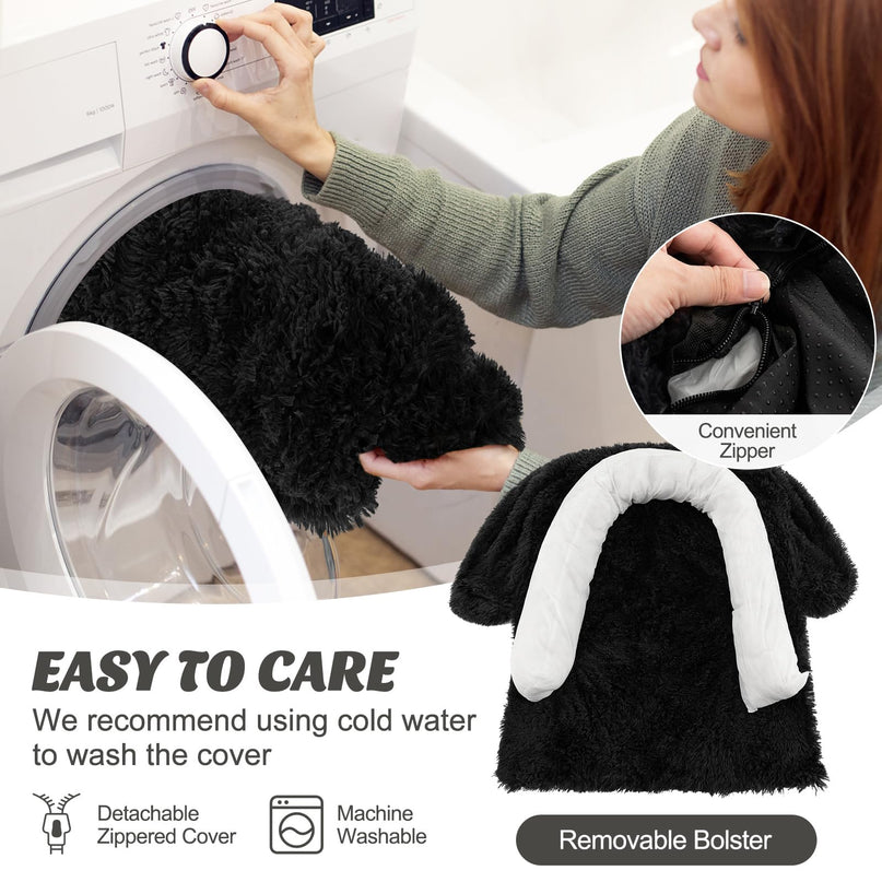 Giantex Calming Dog Bed - Fluffy Plush Pet Bed for Couch, Removable Washable Cover