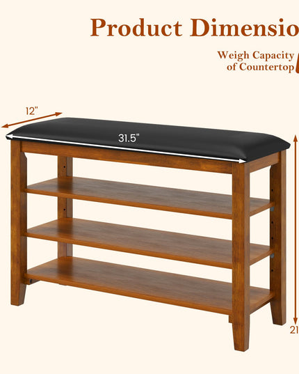 Giantex 4-Tier Shoe Rack Bench with Adjustable Shelves