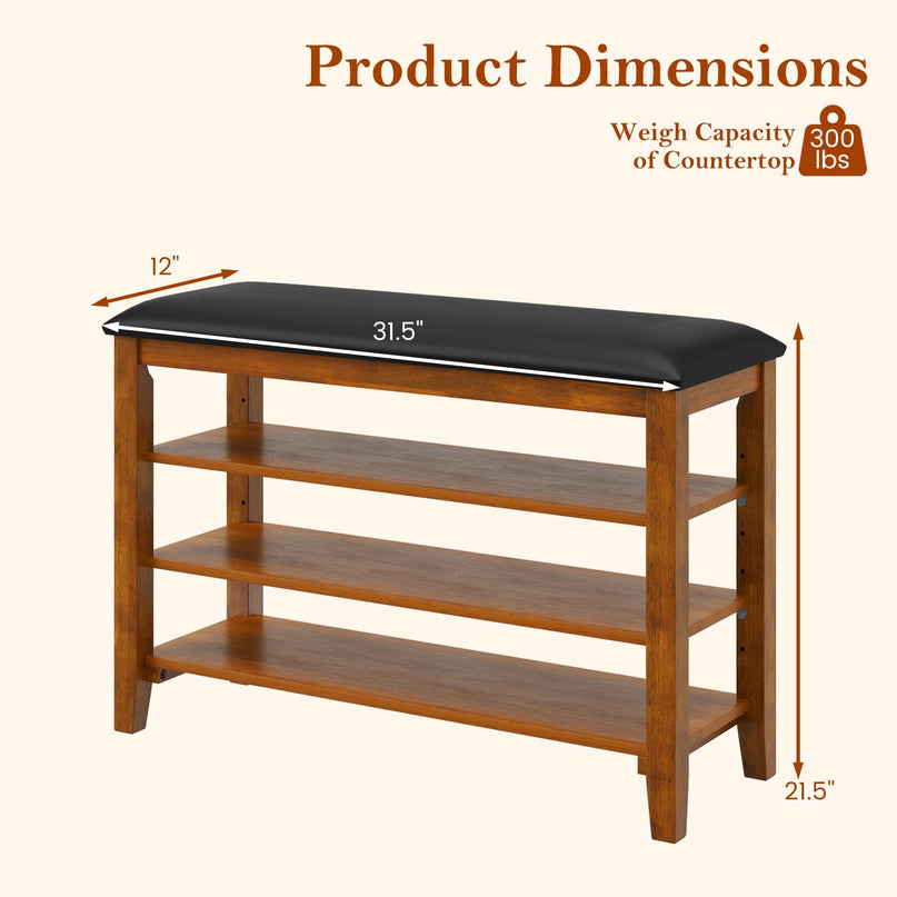 Giantex 4-Tier Shoe Rack Bench with Adjustable Shelves