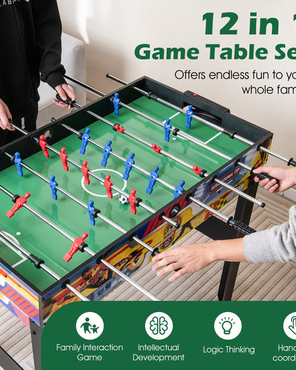 Giantex 12-in-1 Multi Game Table, 48 Inch Combination Game Tables with Foosball, Hockey, Ping Pong, Pool, Chess, Bowling, Checkers, Shuffleboard