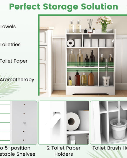 Giantex Bathroom Floor Cabinet w/2 Sliding Doors & Adjustable Shelves