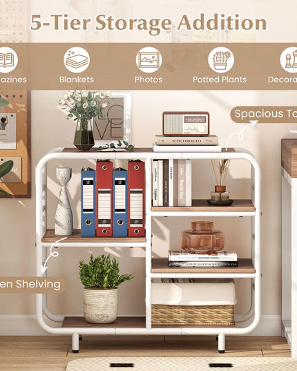 Giantex Book Shelf Storage Organizer with Metal Frame
