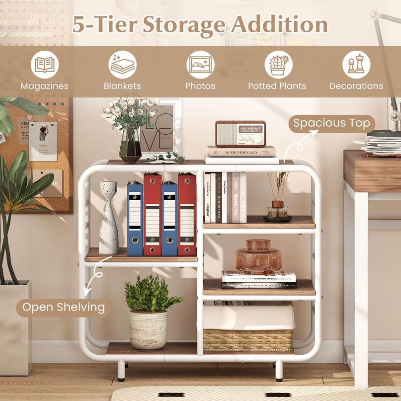 Giantex Book Shelf Storage Organizer with Metal Frame
