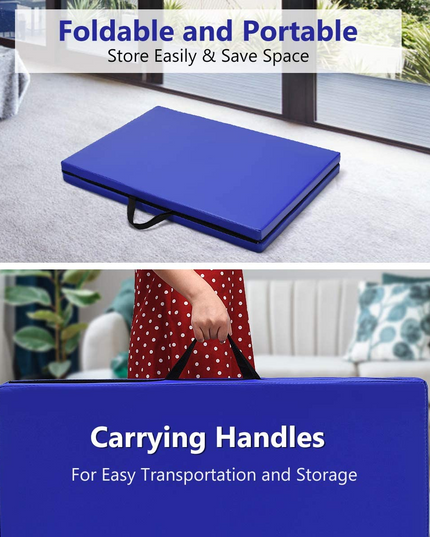 Giantex 6'x 2' Folding Gymnastics Mat, Exercise Mat w/ Carrying Handles, Small Size
