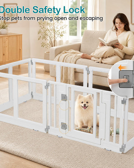 GIANTEX Clear Dog Playpen 6/8 Panel Puppy Playpen with Lockable Door