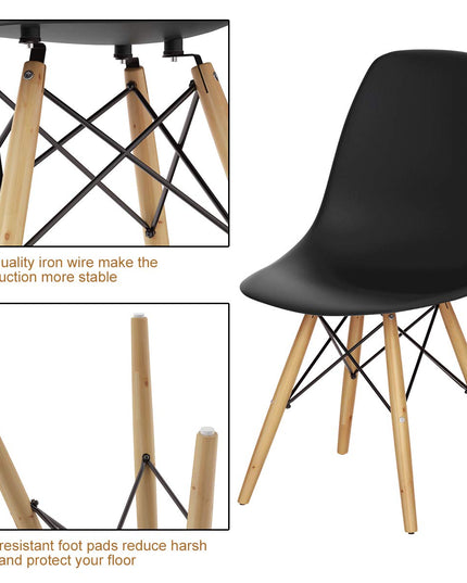 Giantex Dining DSW Chairs with Linen Cushion, Modern Mid Century Shell Chairs w/ Wood Legs