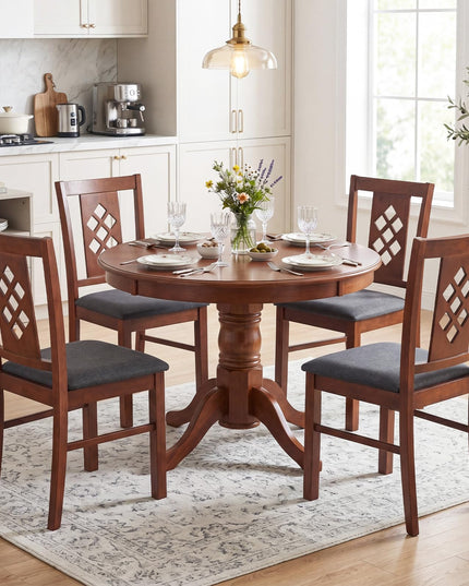 Giantex Wooden Dining Chairs Set of 2/4 with Elegant Diamond Back