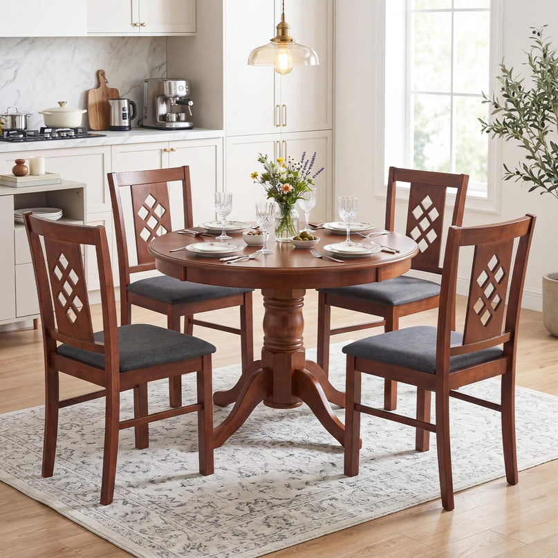 Giantex Wooden Dining Chairs Set of 2/4 with Elegant Diamond Back