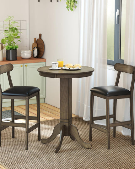 Giantex Ensemble Table de Bar 3 Pièces en Bois pour 2, Tables de Bistrot Rondes et 2 Chaises de Salle à Manger