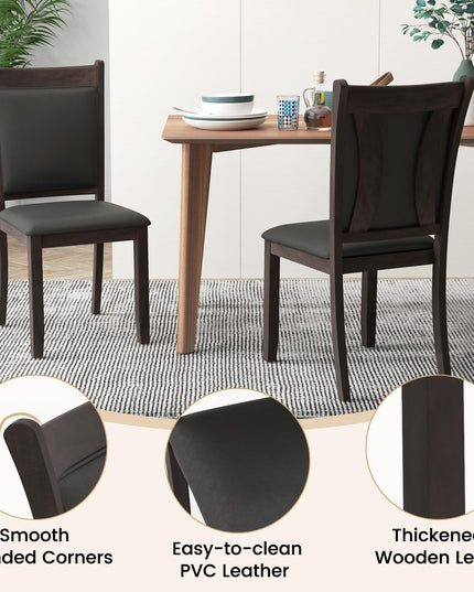 Giantex Wooden Dining Chairs Set, Modern Armless Kitchen Chairs w/Padded Backrest & Seat, Rubber Wood Frame