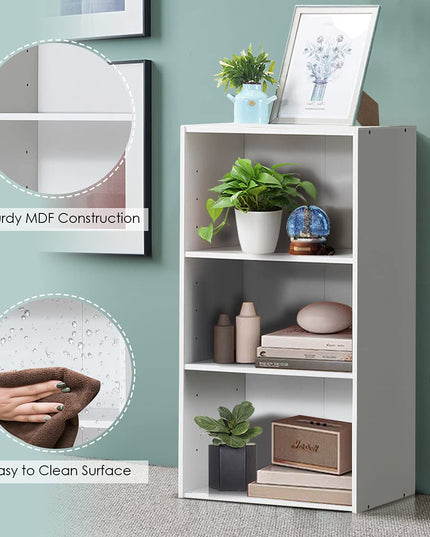 3 Shelf Bookcase Book Shelves Open Storage Cabinet