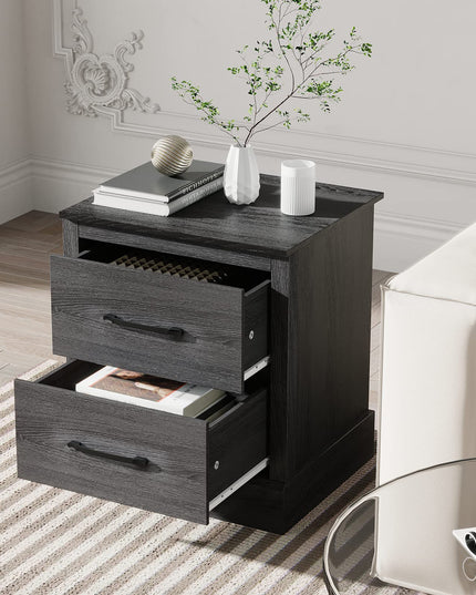 Giantex Wood Bedside Table with 2 Storage Drawers