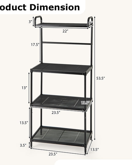 Giantex Bakers Rack, 4-Tier Microwave Oven Stand, Kitchen Storage Rack with Mesh Wire Metal Shelves