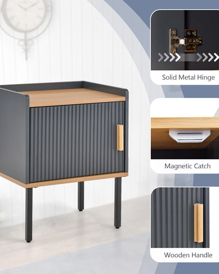 Giantex Table de Chevet avec Rangement, Table de Chevet avec Armoire à Porte Unique, Petit Espace, Gris