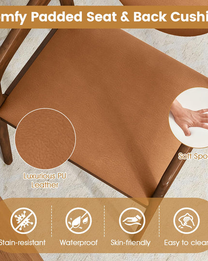 Giantex Wooden Dining Chairs Set of 2/4 PU Leather Upholstered Dining Room Chairs