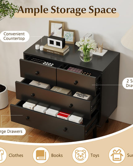 Commode large en bois Giantex à 4 tiroirs pour chambre à coucher et salon