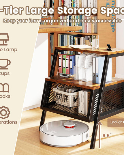 Giantex Industrial Nightstand w/Sturdy Trapezoidal Metal Frame