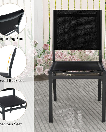 Giantex Outdoor Patio Dining Chair, Armless Dining Chair with Breathable Fabric Seat & Backrest