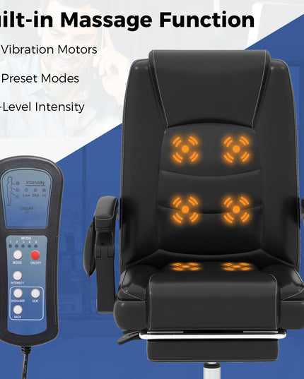 Giantex Massage Adjustable Executive Chair - 400 LBS Big and Tall Office Chair with Linkage Armrests