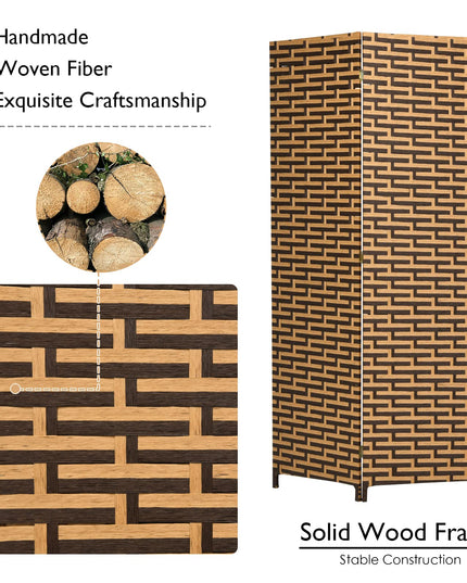 Giantex 6 Ft 4 Panel Handmade Rattan Room Divider Wood Folding Screen