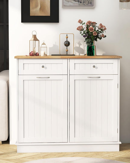 Giantex Kitchen Trash Cabinet, Kitchen Island with Tilt Out Garbage Bin