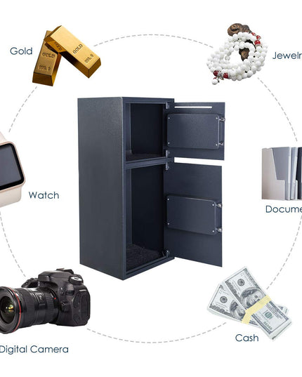 Safe Box Security Lock Box with Double Door and Keys, Gun Cash Valuable Storage