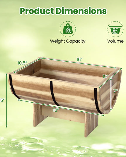 Giantex Half Barrel Acacia Wood Planter Box for Flower Vegetable Fruit