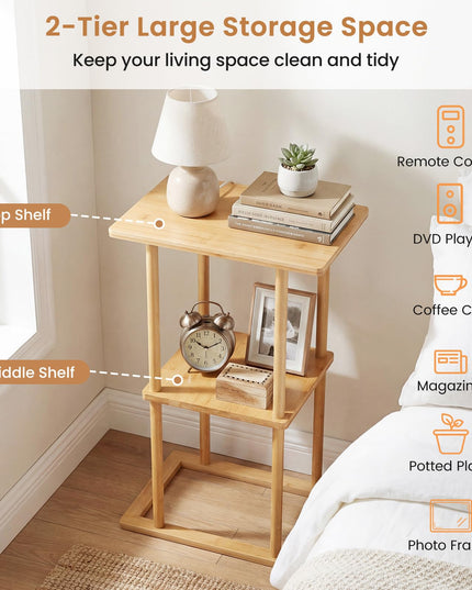 Giantex 3 Tier Narrow End Table with Storage Shelves