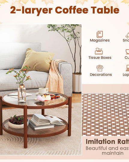 Giantex Rattan Coffee Table