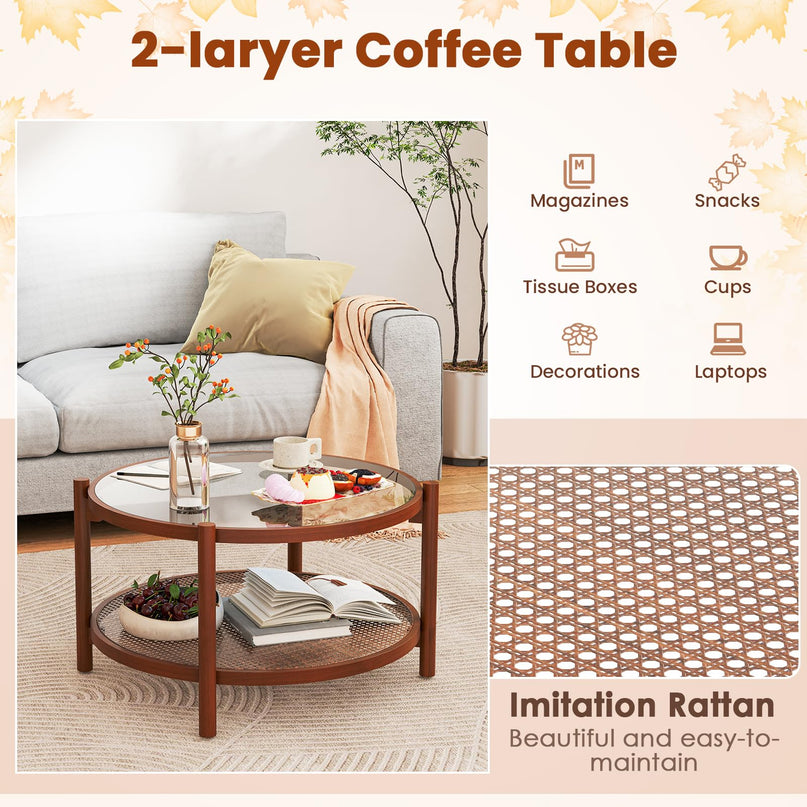 Giantex Rattan Coffee Table