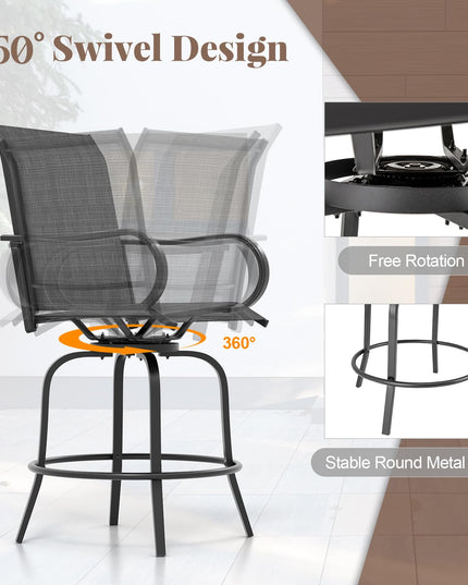 Giantex Swivel Outdoor Bar Stools, All-Weather Bar Height Patio Chairs