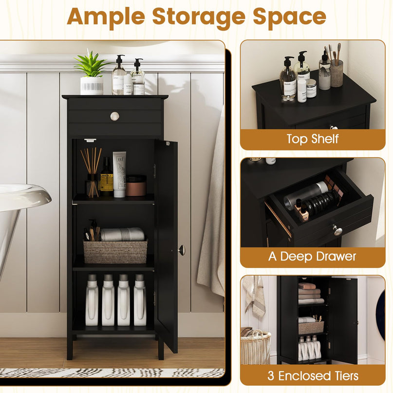 Giantex 34.5” Bathroom Cabinet Narrow Side Storage Organizer
