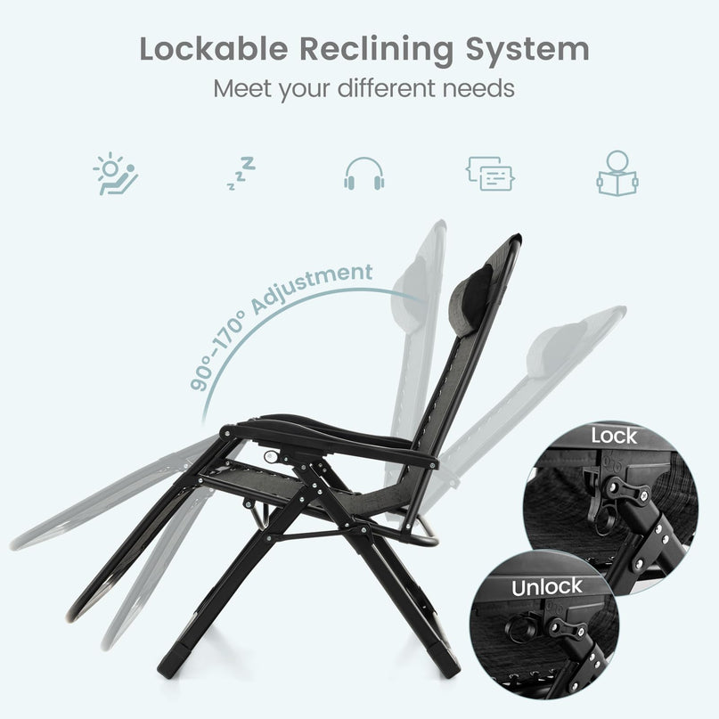 Giantex Zero Gravity Chair with Patio Cushions, Adjustable Folding Reclining Lounge Chair