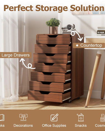 Meuble de rangement Giantex à 7 tiroirs avec 4 roulettes universelles