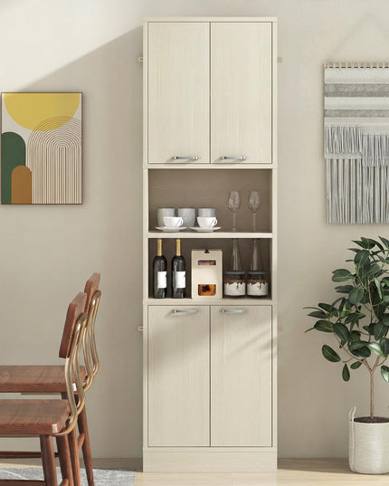 Giantex 75'' Tall Freestanding Cupboard with Doors & Shelves