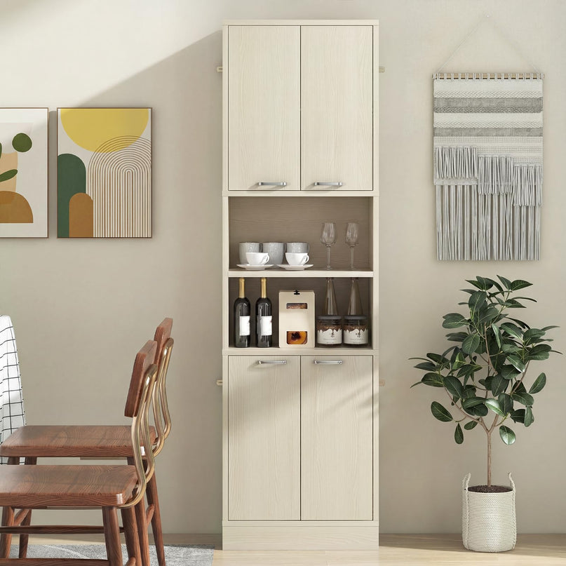 Giantex 75'' Tall Freestanding Cupboard with Doors & Shelves
