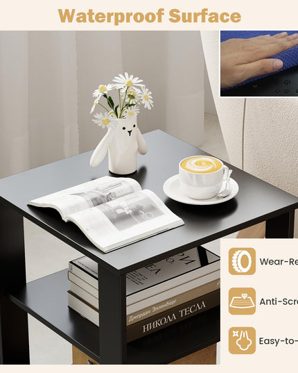 Giantex 16" Square Wooden 3-Tier Side Table with Open Storage Shelves (1/2)