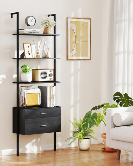 Giantex 6 Tier Ladder Bookcase with 2 Drawers for Living Room