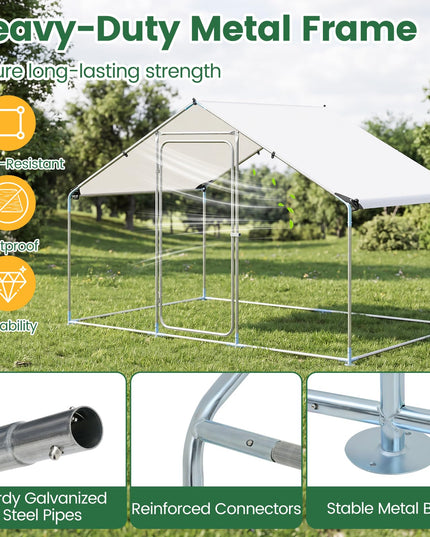 Giantex 9.8 x 6.7 x 6.6 FT Large Metal Chicken Coop with Waterproof Cover