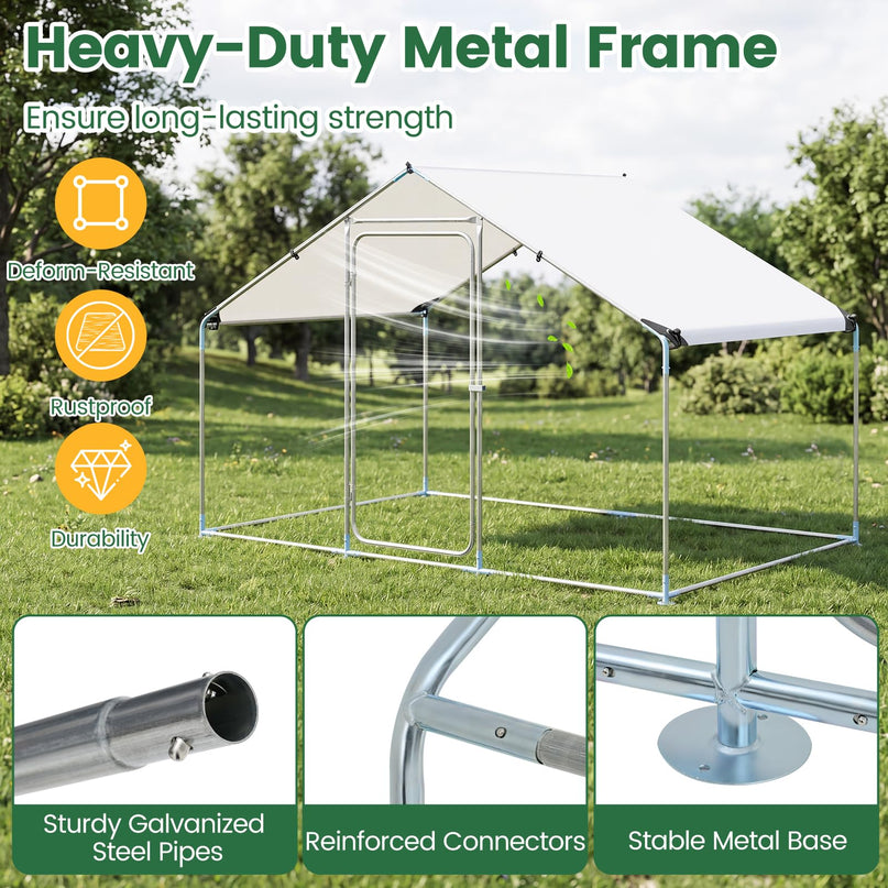 Giantex 9.8 x 6.7 x 6.6 FT Large Metal Chicken Coop with Waterproof Cover