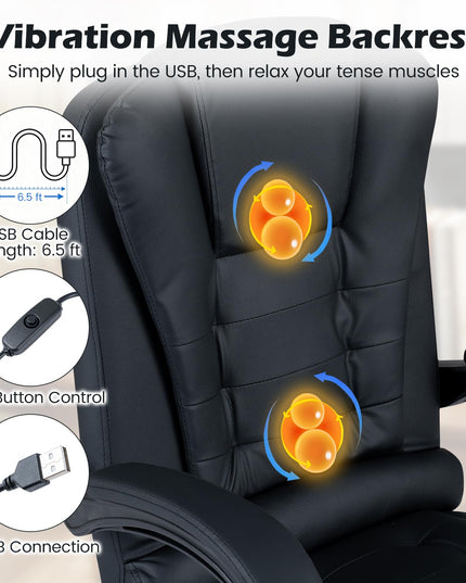 GIANTEX Massage Office Chair Comfy Desk Chair with Foot Rest