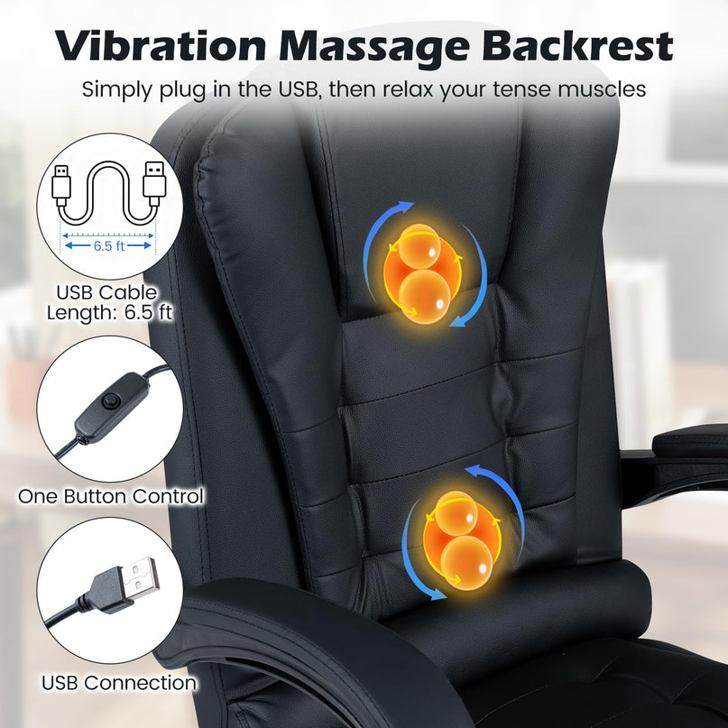 GIANTEX Massage Office Chair Comfy Desk Chair with Foot Rest