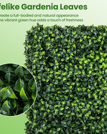 Giantex Artificial Boxwood Hedge Wall, Faux Grass Wall with PE Leaves and Aluminum Frame