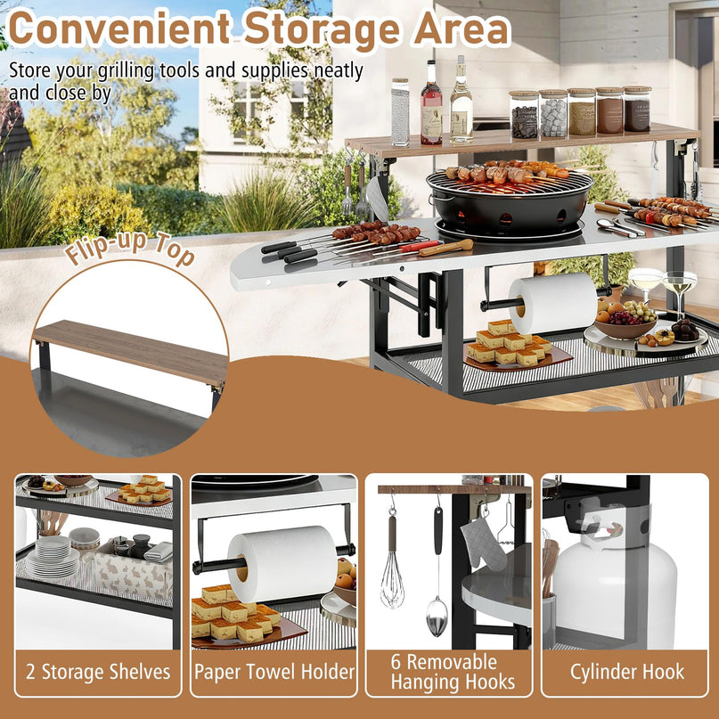 Table de bar extérieure Giantex avec plateau rabattable et table d'appoint pliable