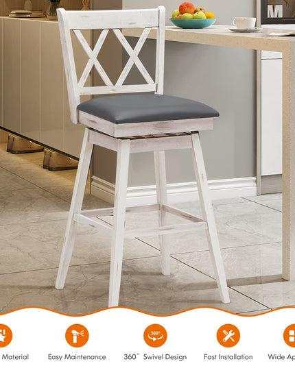 Giantex Bar Stool with Foot Rest Upholstered Cushion & Ergonomic Backrest