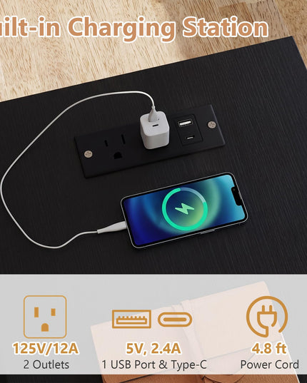 Giantex 63" Reversible L Shaped Desk with Charging Station