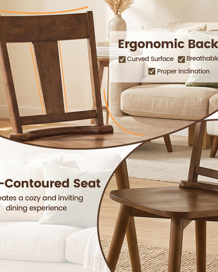 GIANTEX Solid Wood Dining Chairs Set of 2/4 w/Hollowed Backrest